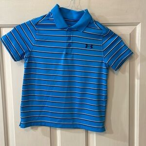 Boys blue striped under armour polo